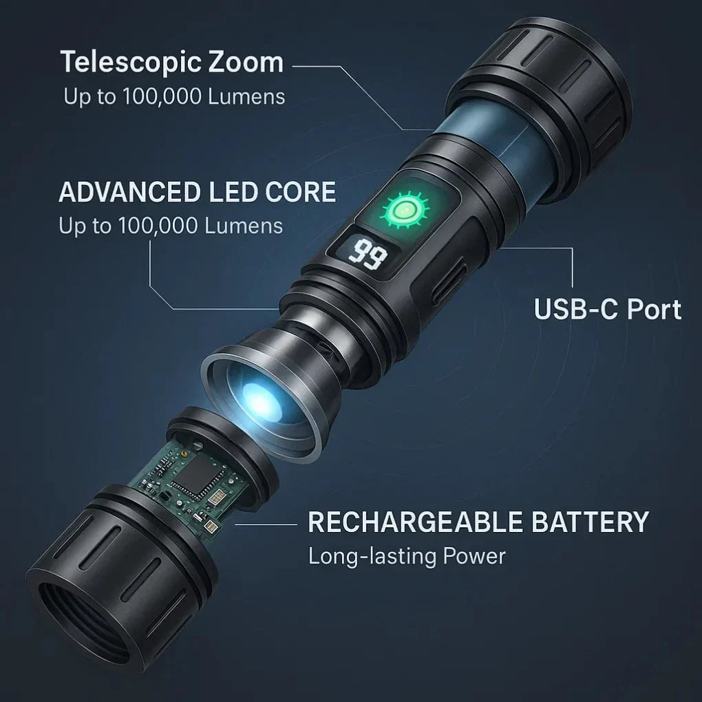 Φακός 100.000 Lumen