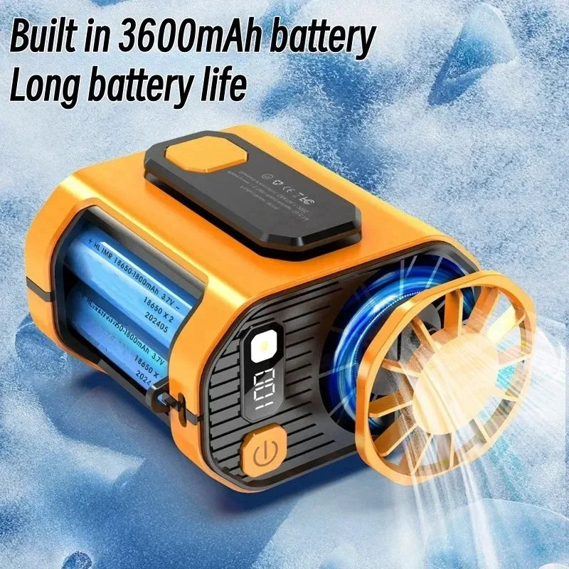 Φορητός Ανεμιστήρας Μέσης 3600MAh - Κρεμαστός Ανεμιστήρας Λαιμού Δυνατής Ροής Αέρα με Power Bank και Φωτισμό LED για Εξωτερικές Δραστηριότητες και Εργασία
