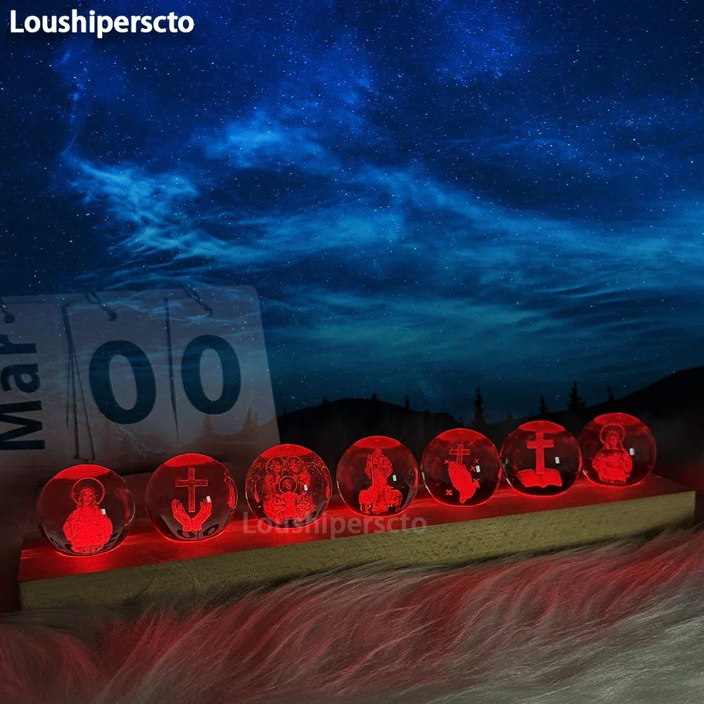 3D Φωτιστικό Νυκτός με Κρύσταλλο, Χριστιανικό Διακοσμητικό Δώρο για το Σπίτι