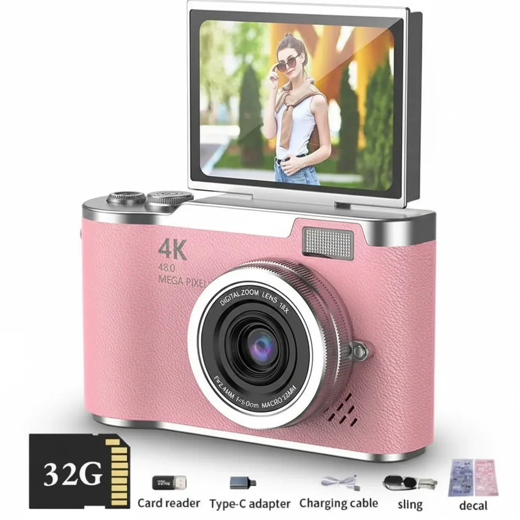 Ψηφιακή Συμπαγής Κάμερα 4K με Αναδιπλούμενη Οθόνη, 48MP, Zoom 8X για Φωτογραφίες και Βίντεο