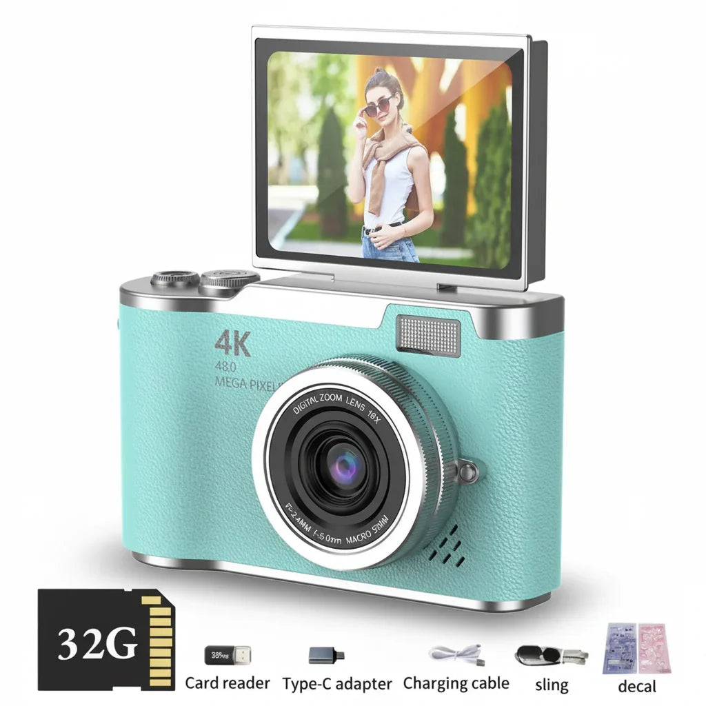Ψηφιακή Συμπαγής Κάμερα 4K με Αναδιπλούμενη Οθόνη, 48MP, Zoom 8X για Φωτογραφίες και Βίντεο