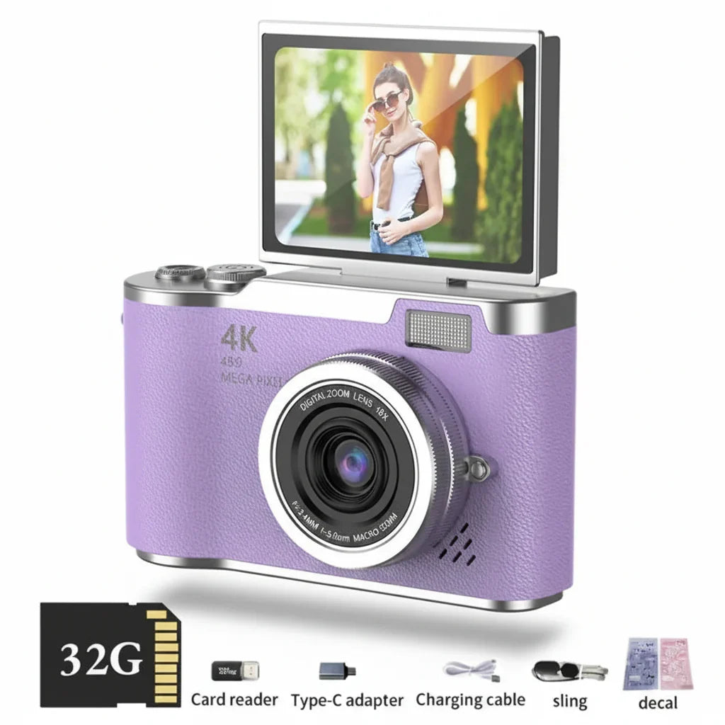 Ψηφιακή Συμπαγής Κάμερα 4K με Αναδιπλούμενη Οθόνη, 48MP, Zoom 8X για Φωτογραφίες και Βίντεο