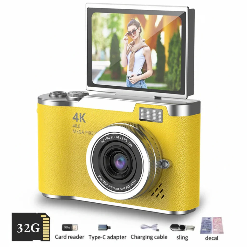 Ψηφιακή Συμπαγής Κάμερα 4K με Αναδιπλούμενη Οθόνη, 48MP, Zoom 8X για Φωτογραφίες και Βίντεο