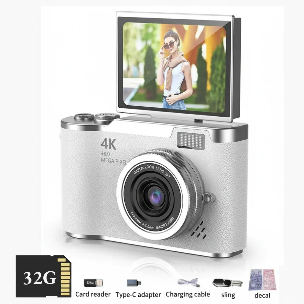 Ψηφιακή Συμπαγής Κάμερα 4K με Αναδιπλούμενη Οθόνη, 48MP, Zoom 8X για Φωτογραφίες και Βίντεο