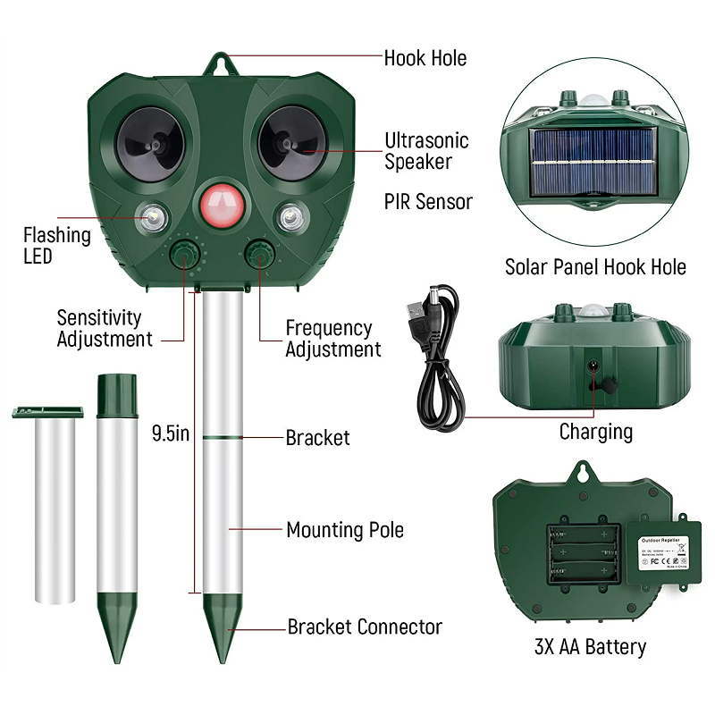Φιλικό προς τα Ζώα Απωθητικό Πτηνών με 5 Λειτουργίες και Μεγάλη Εμβέλεια
