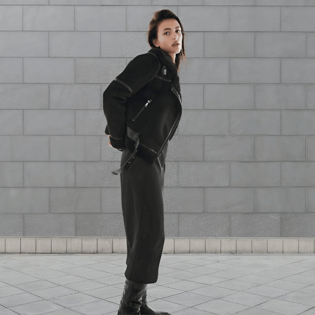Γυναικείο Τζάκετ Aviator με Επένδυση Shearling