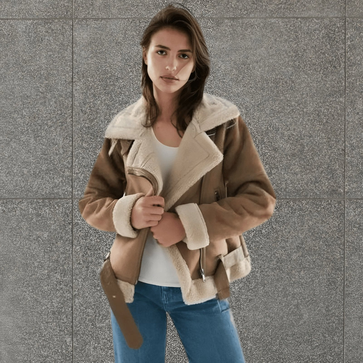 Γυναικείο Τζάκετ Aviator με Επένδυση Shearling