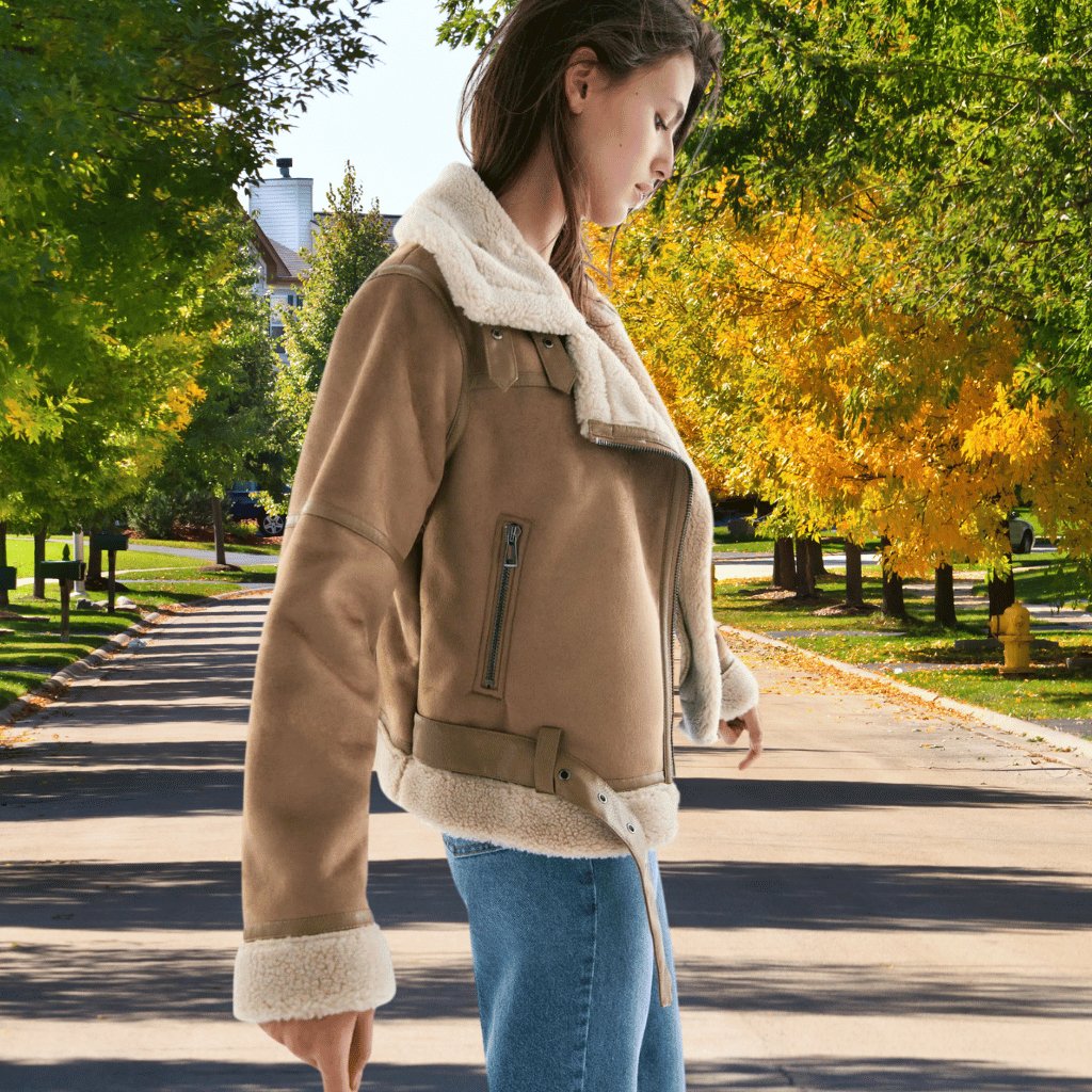 Γυναικείο Τζάκετ Aviator με Επένδυση Shearling