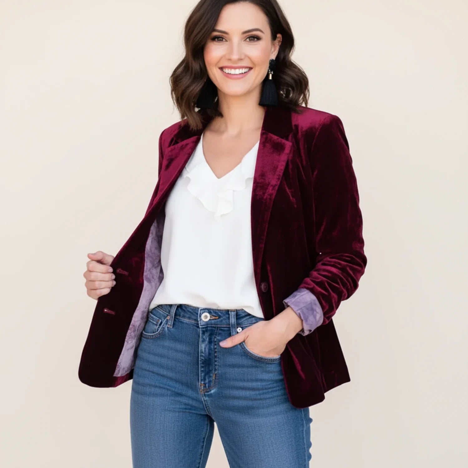 Γυναικείο Κλασικό Βελούδινο Σακάκι Blazer