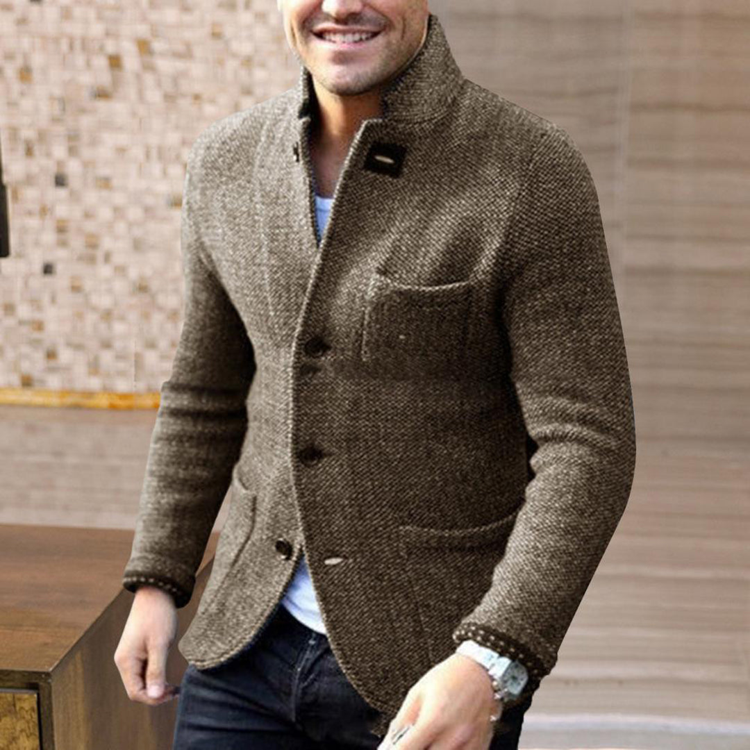 Ανδρική Πλεκτή Ζακέτα Blazer με Ανάγλυφη Ύφανση
