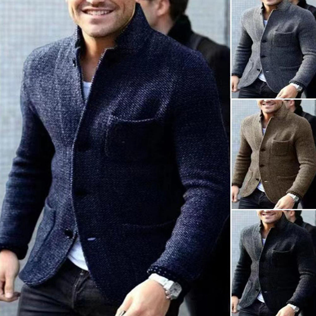 Ανδρική Πλεκτή Ζακέτα Blazer με Ανάγλυφη Ύφανση