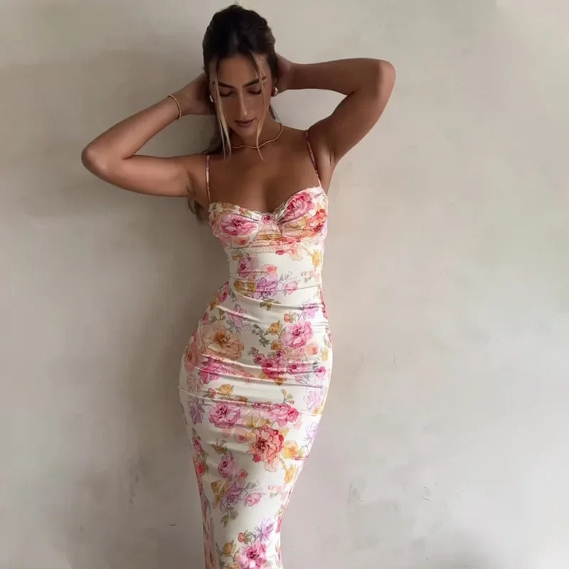 Γυναικείο Μίντι Φλοράλ Φόρεμα Bodycon