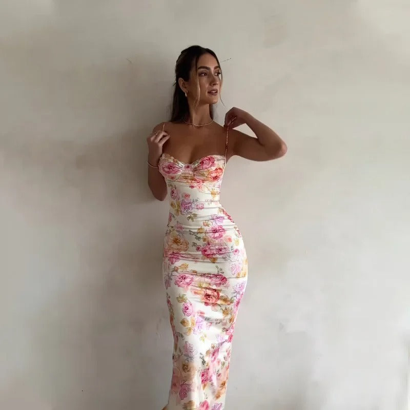 Γυναικείο Μίντι Φλοράλ Φόρεμα Bodycon