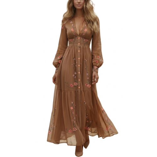 Γυναικείο Μάξι Boho Φόρεμα με Μακρύ Μανίκι