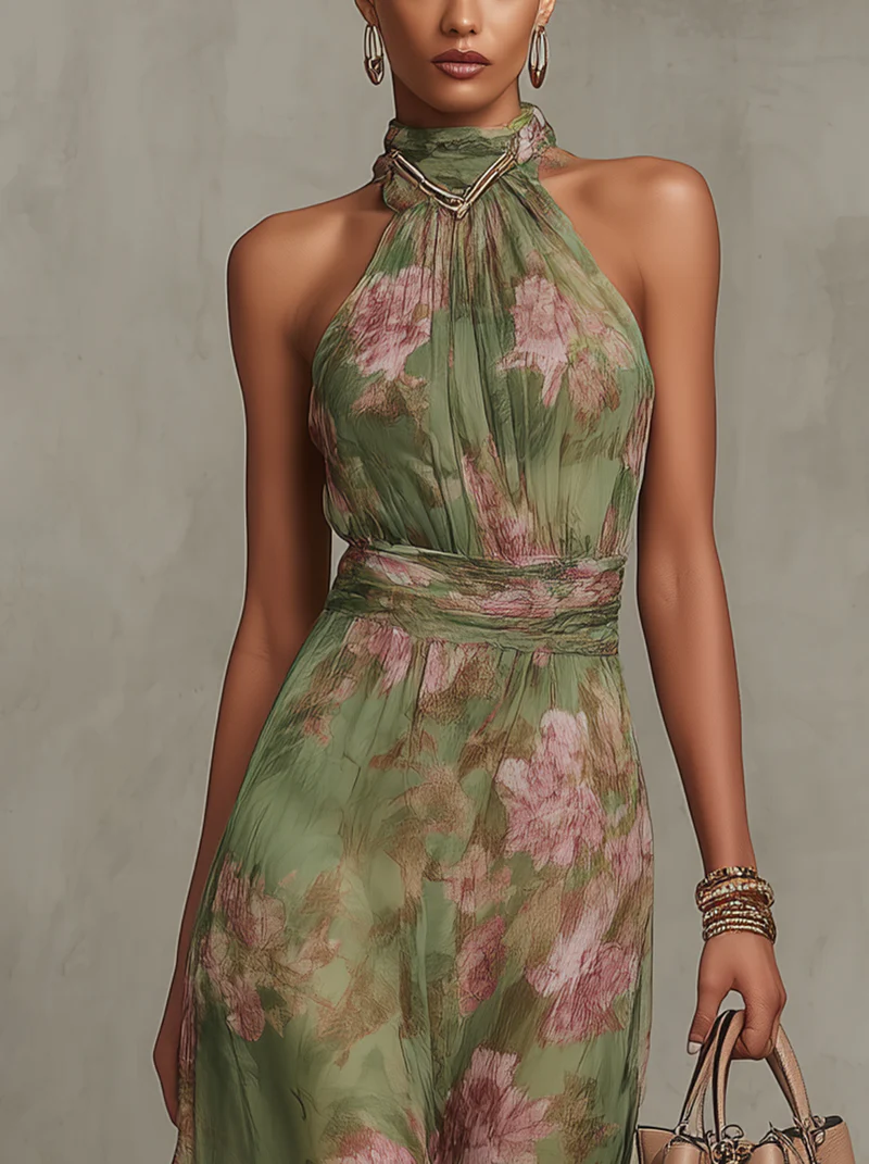 Κομψό Πράσινο Boho Μάξι Φόρεμα για Καλεσμένη σε Επίσημο Γάμο