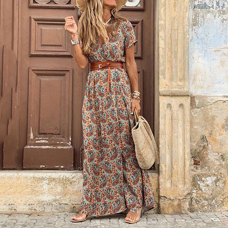 Γυναικείο Boho Vintage Φόρεμα με Ευέλικτο Μοτίβο