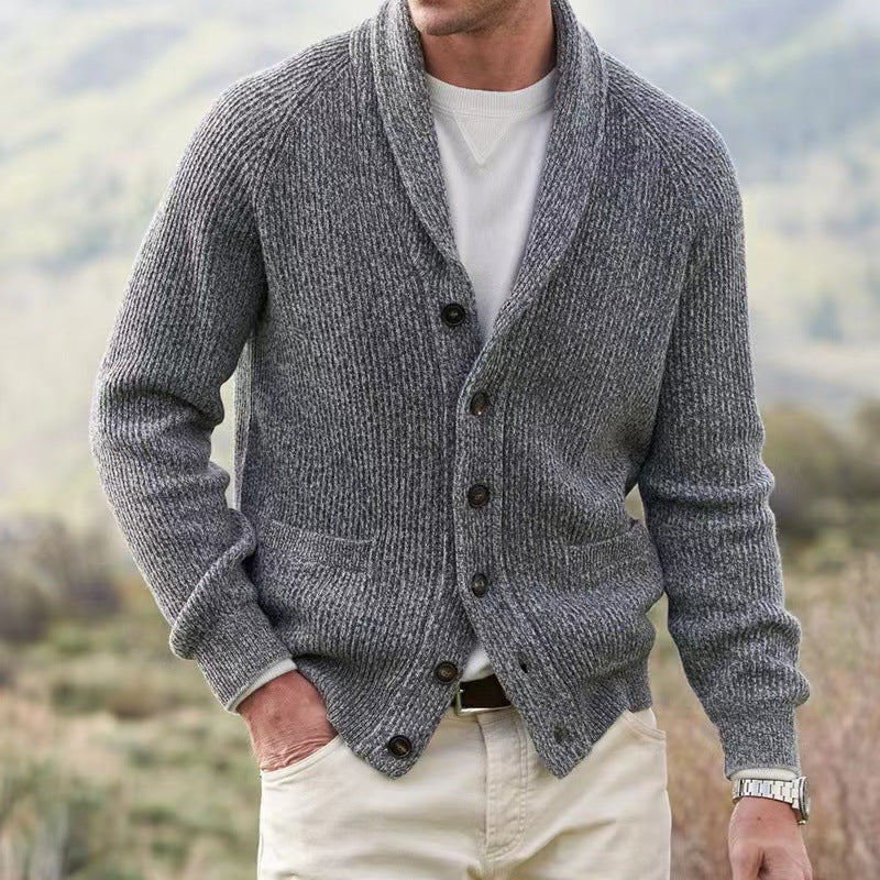 Κομψή Ανδρική Μακρυμάνικη Ζακέτα Cardigan με Γιακά Σάλι