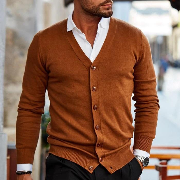 Ανδρική Ζακέτα Cardigan με Λαιμόκοψη V και Κουμπιά