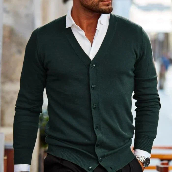 Ανδρική Ζακέτα Cardigan με Λαιμόκοψη V και Κουμπιά