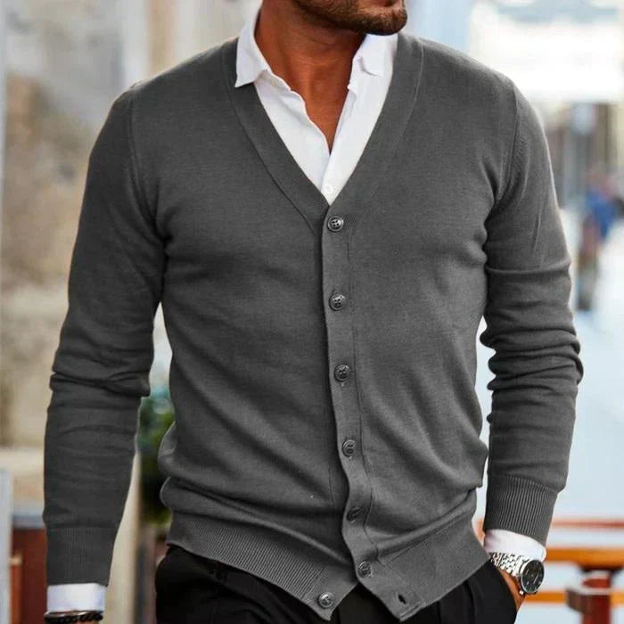 Ανδρική Ζακέτα Cardigan με Λαιμόκοψη V και Κουμπιά