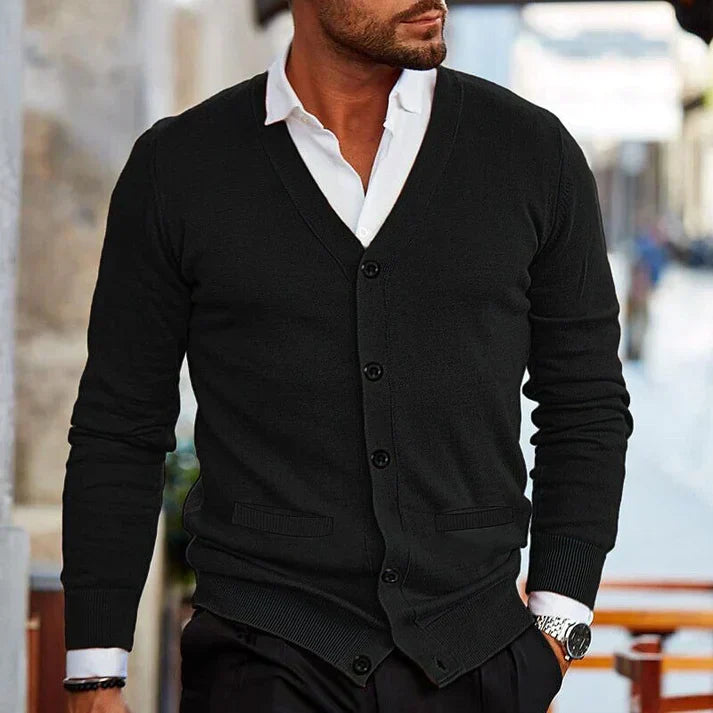 Ανδρική Ζακέτα Cardigan με Λαιμόκοψη V και Κουμπιά