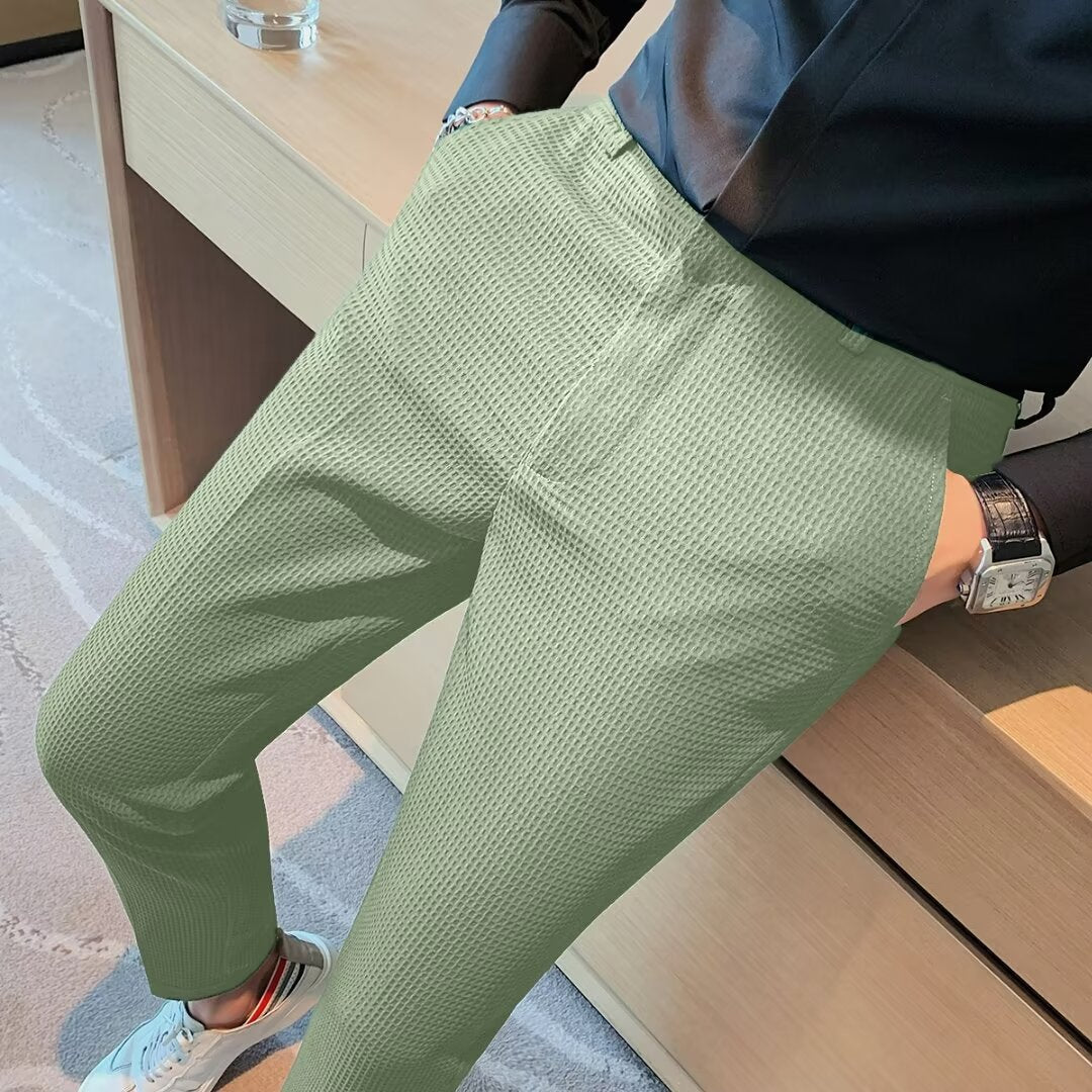 Ανδρικό Κοντό Παντελόνι Cropped – Slim Fit – Ανάγλυφο Ύφασμα – Μοντέρνο Smart Casual
