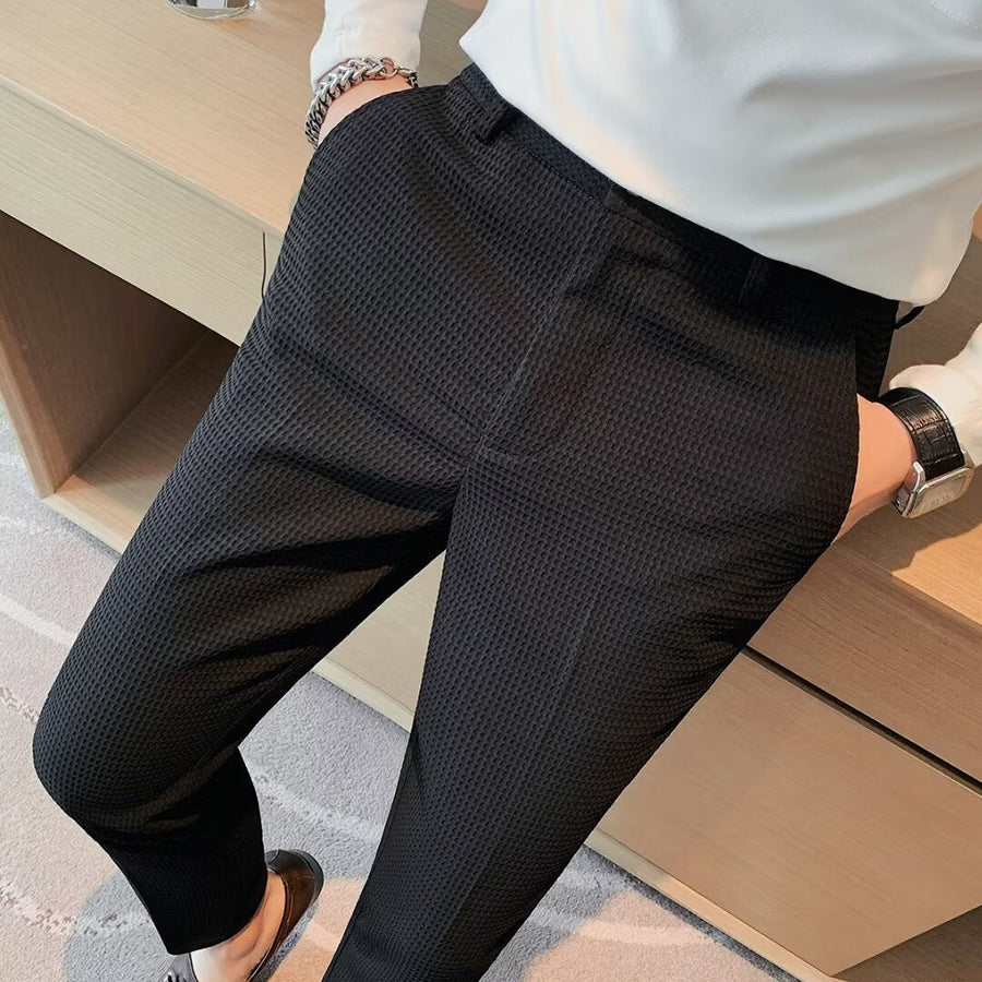 Ανδρικό Κοντό Παντελόνι Cropped – Slim Fit – Ανάγλυφο Ύφασμα – Μοντέρνο Smart Casual