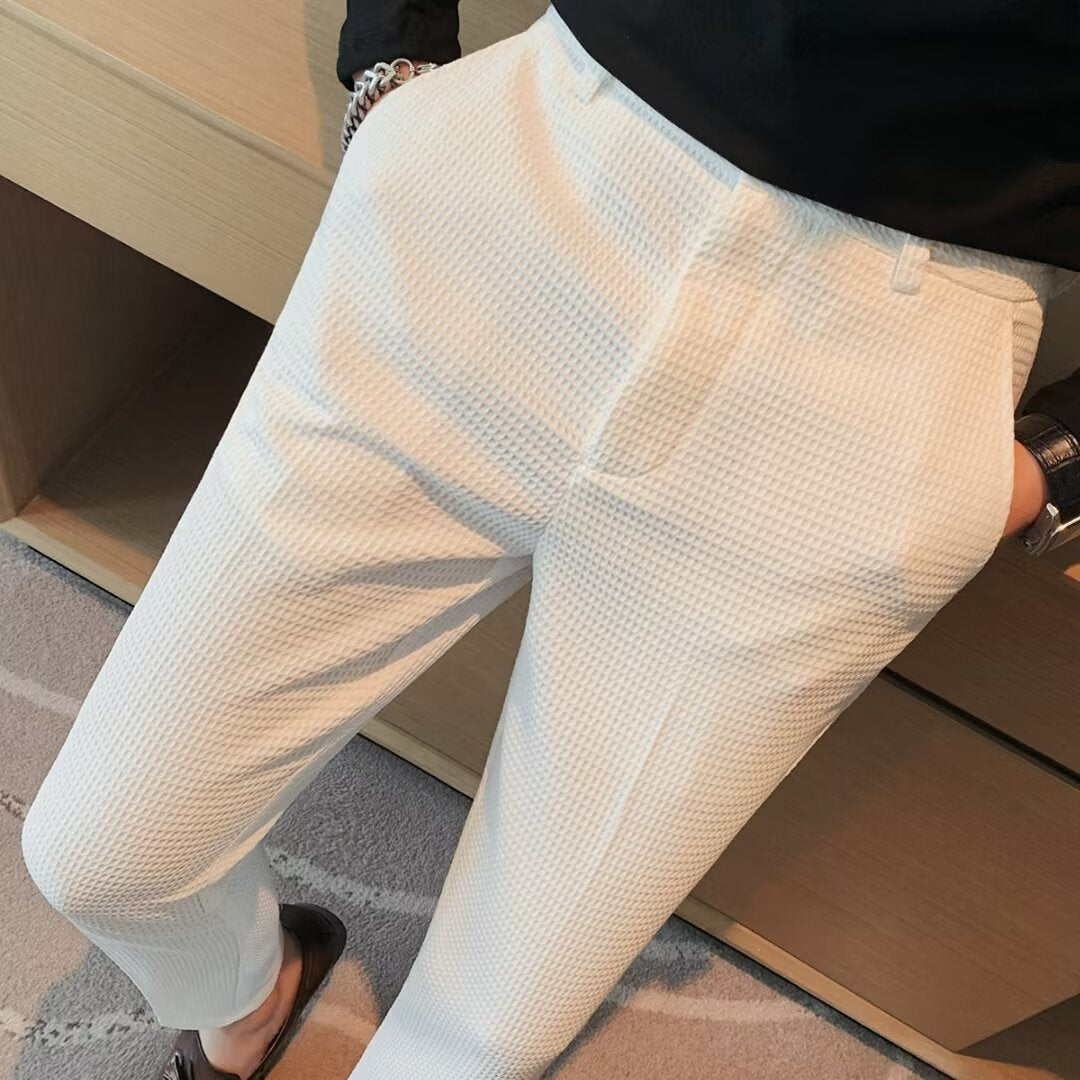 Ανδρικό Κοντό Παντελόνι Cropped – Slim Fit – Ανάγλυφο Ύφασμα – Μοντέρνο Smart Casual