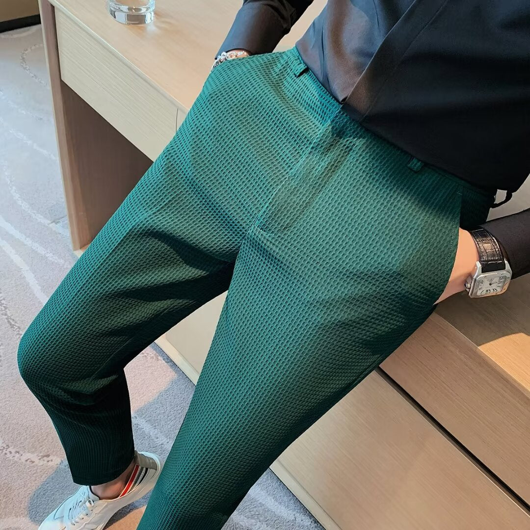 Ανδρικό Κοντό Παντελόνι Cropped – Slim Fit – Ανάγλυφο Ύφασμα – Μοντέρνο Smart Casual