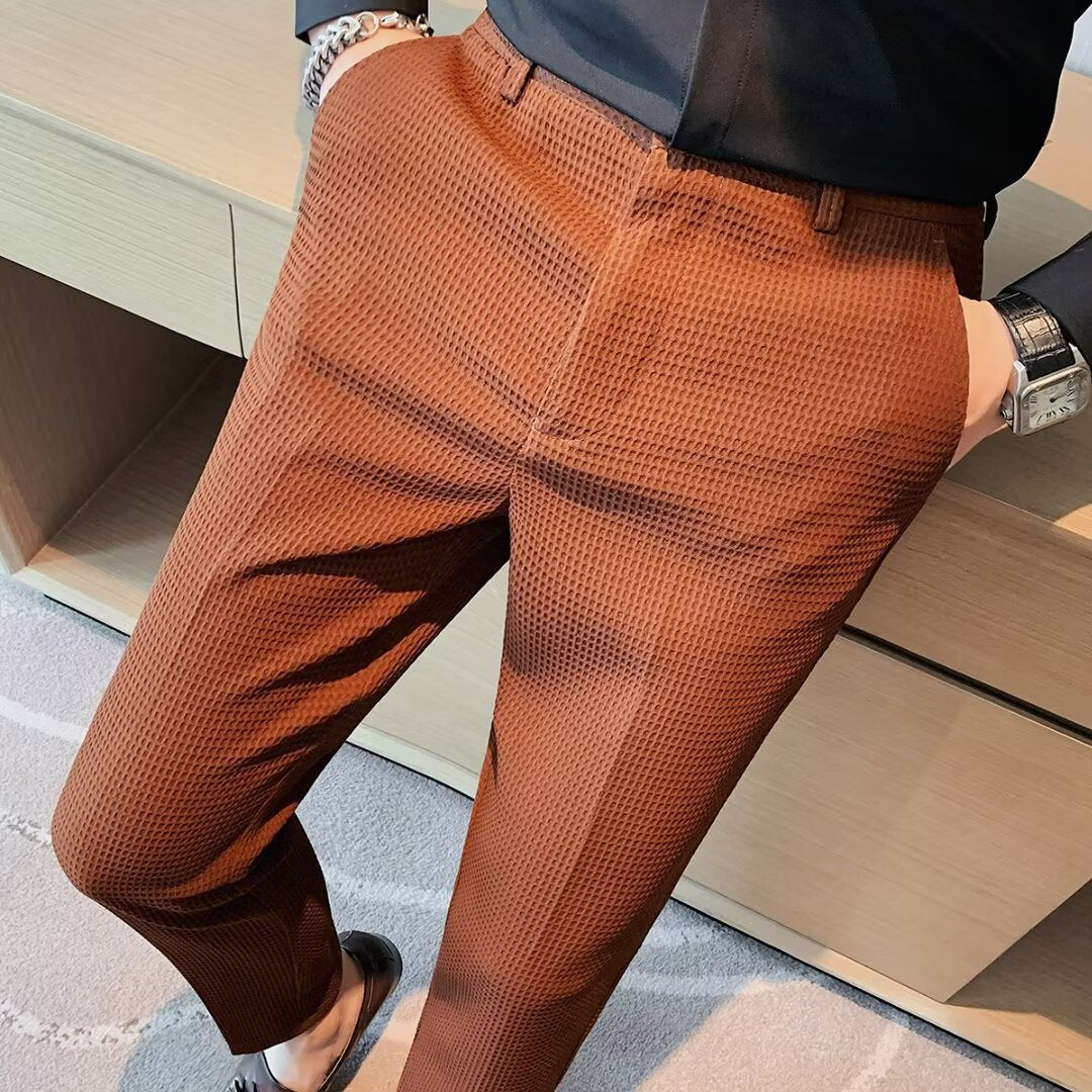 Ανδρικό Κοντό Παντελόνι Cropped – Slim Fit – Ανάγλυφο Ύφασμα – Μοντέρνο Smart Casual