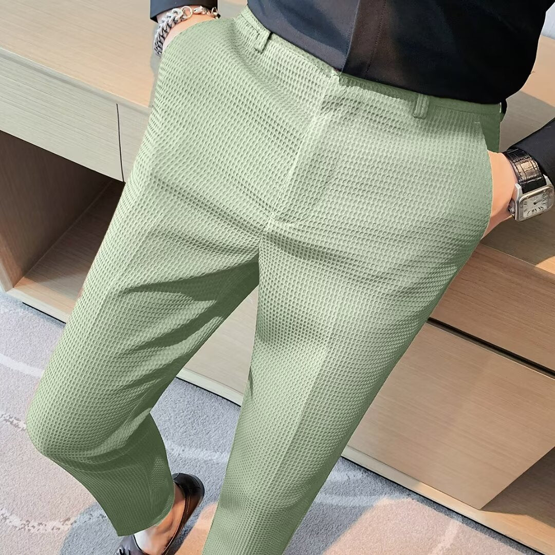 Ανδρικό Κοντό Παντελόνι Cropped – Slim Fit – Ανάγλυφο Ύφασμα – Μοντέρνο Smart Casual