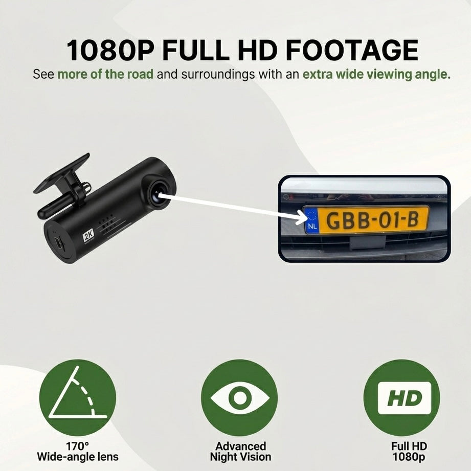 Dashcam Αυτοκινήτου 1080P | Ευρεία Γωνία 170° | Νυχτερινή Όραση Sony Starvis | Αισθητήρας G | Φωνητικές Ειδοποιήσεις | Συνεχής Εγγραφή Loop