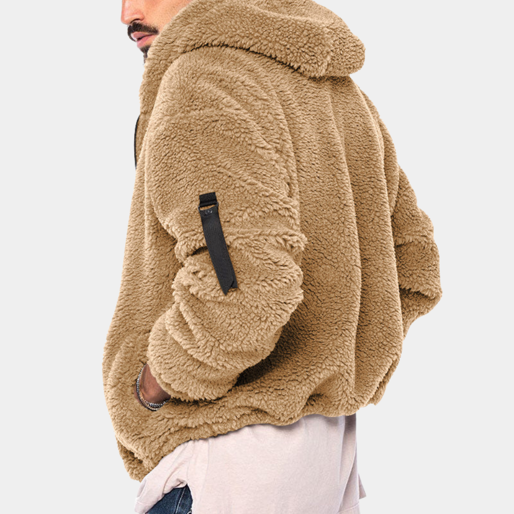 Ανδρικό Χειμερινό Fleece Τζάκετ με Κουκούλα