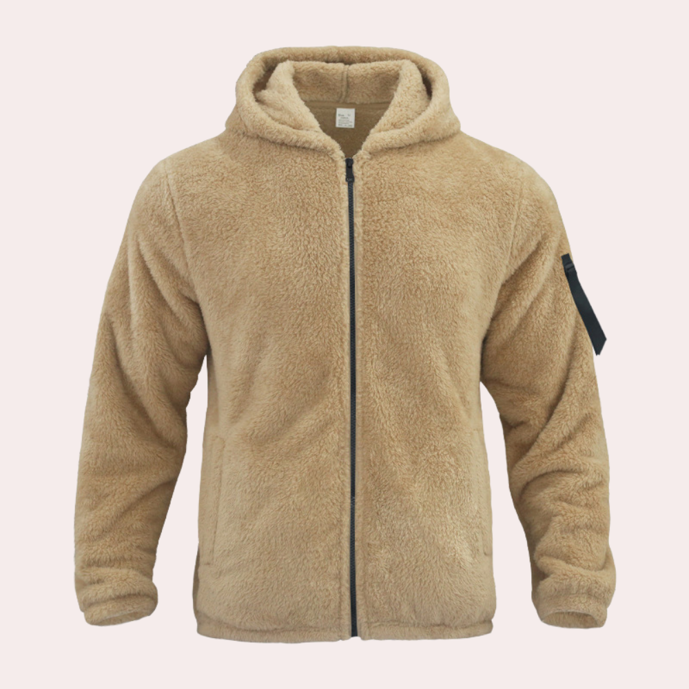 Ανδρικό Χειμερινό Fleece Τζάκετ με Κουκούλα