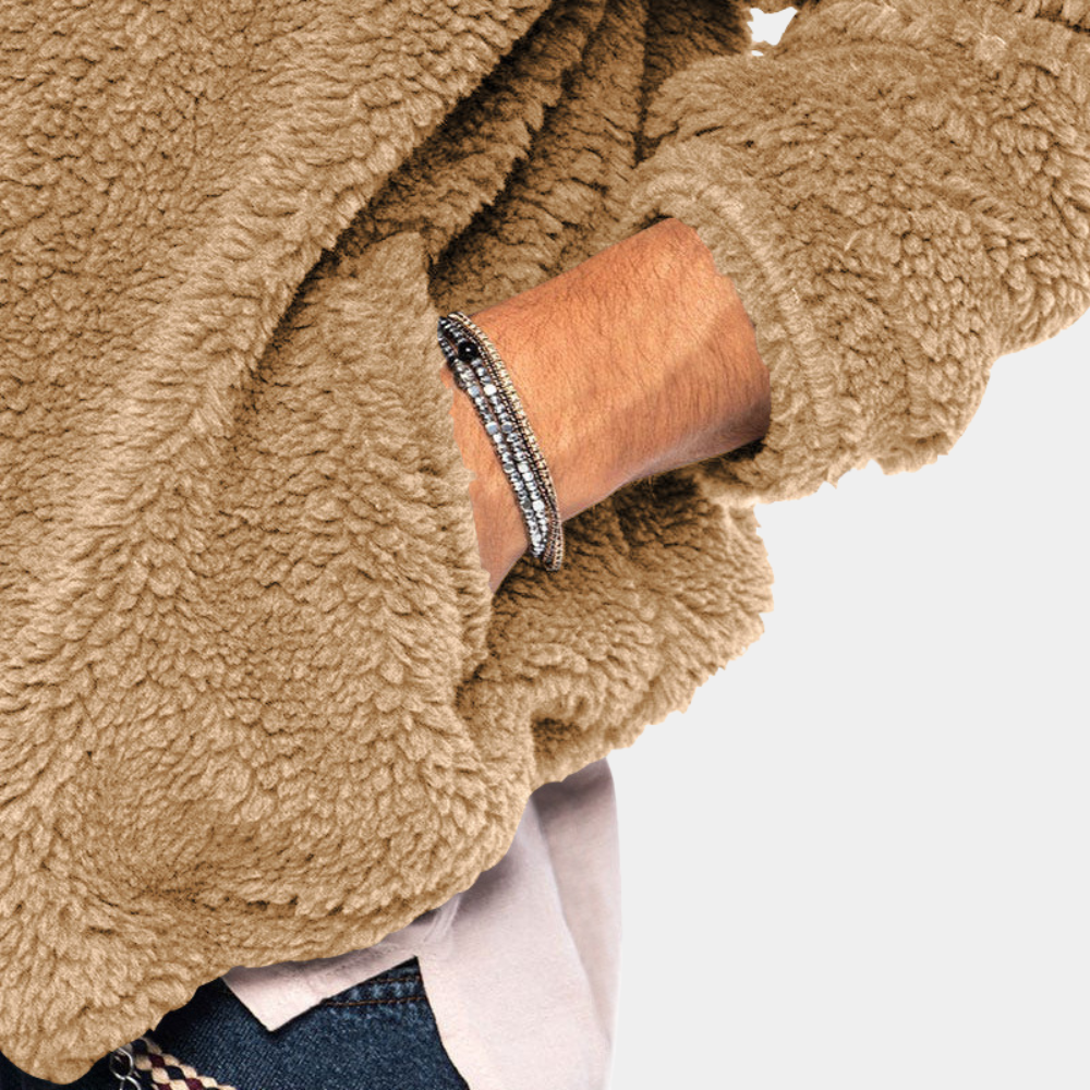 Ανδρικό Χειμερινό Fleece Τζάκετ με Κουκούλα