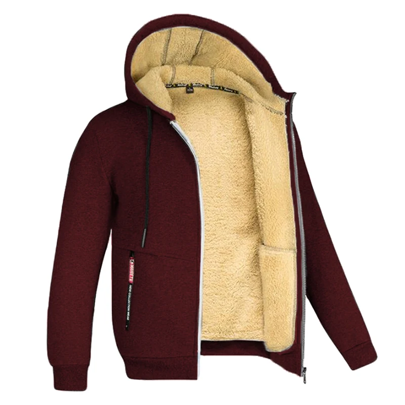 Ανδρική Άνετη Fleece Ζακέτα Φούτερ με Επένδυση Sherpa