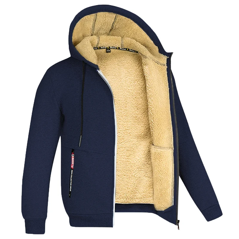 Ανδρική Άνετη Fleece Ζακέτα Φούτερ με Επένδυση Sherpa