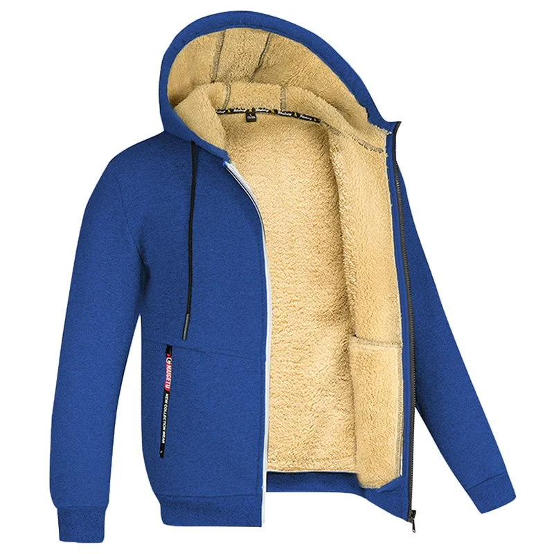 Ανδρική Άνετη Fleece Ζακέτα Φούτερ με Επένδυση Sherpa