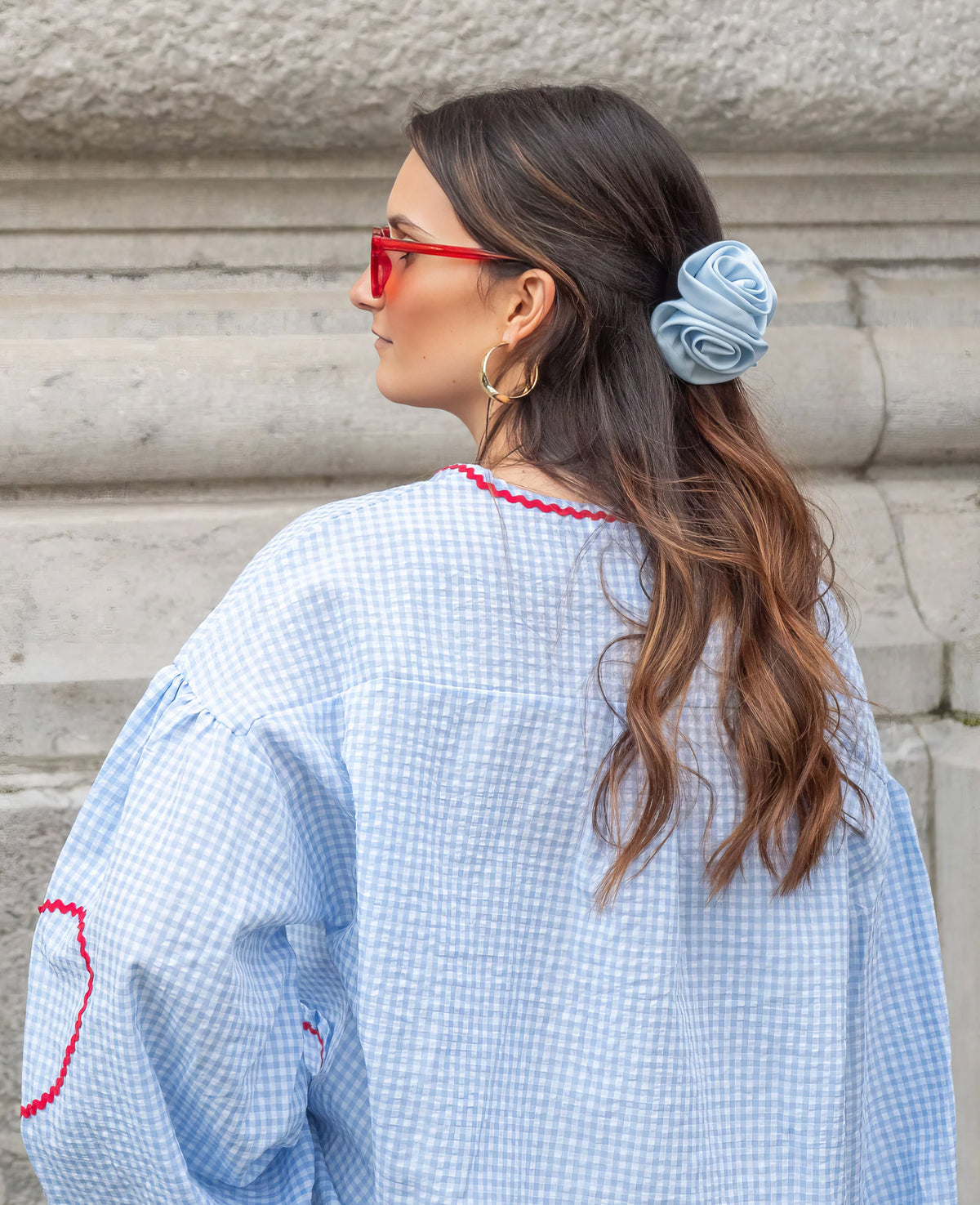 Γυναικεία Καρό Μπλούζα Gingham με Ανοιχτό Μπροστινό Μέρος