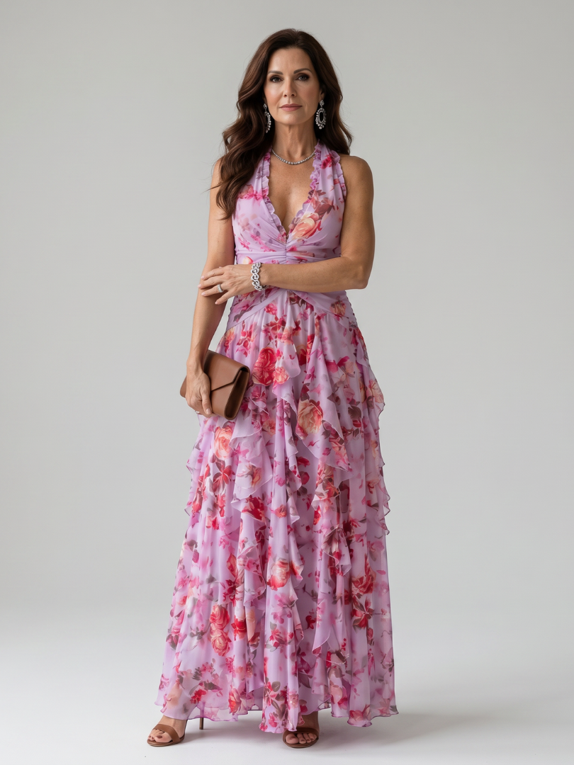 Γυναικείο Μάξι Φόρεμα Halter Neck