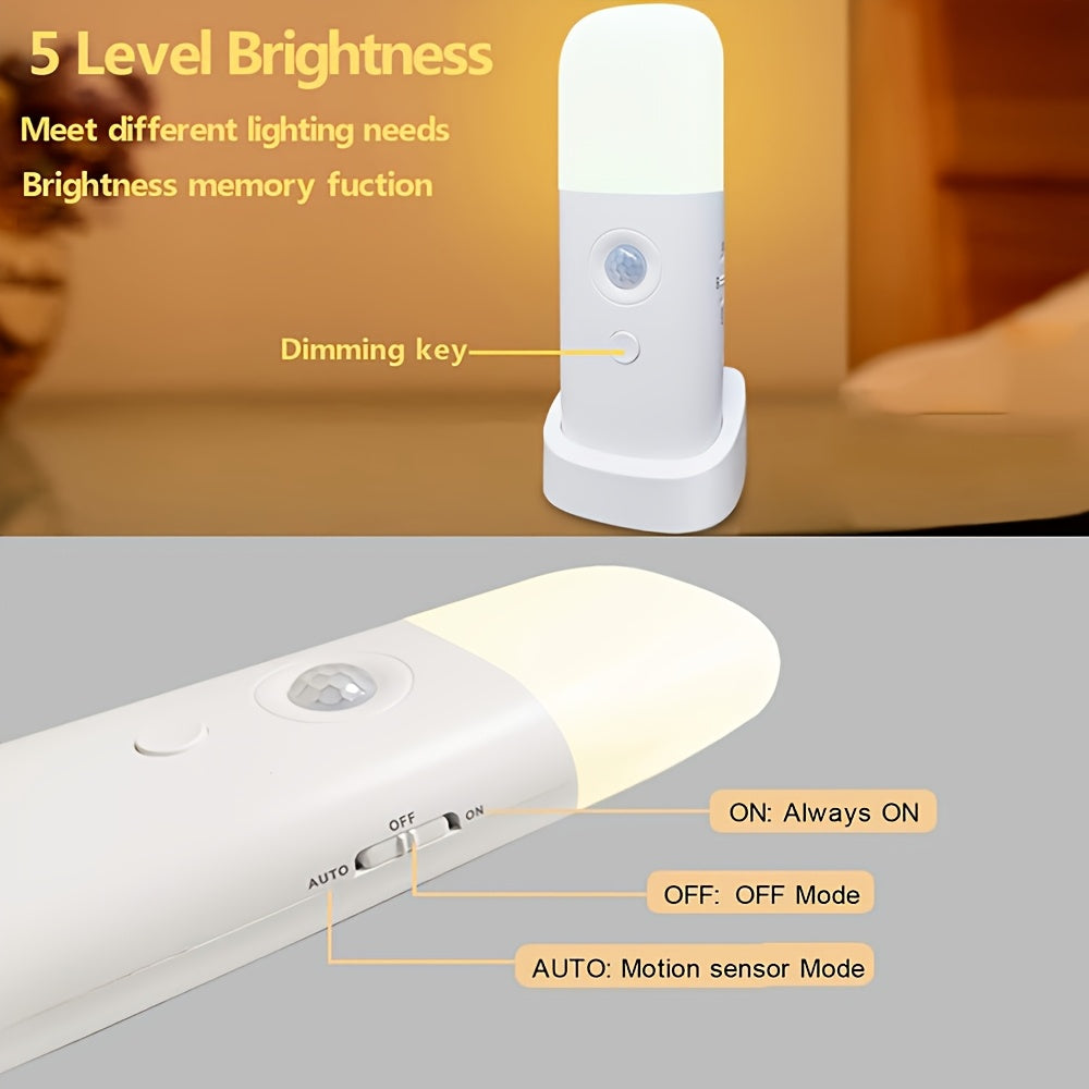 LED Φωτάκι Νυχτός με Αισθητήρα Κίνησης – Επαναφορτιζόμενο USB και Ρυθμιζόμενη Φωτεινότητα για Κρεβατοκάμαρες και Διαδρόμους