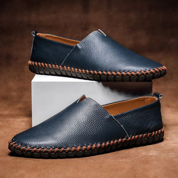 Ανδρικά Loafers από Συνθετικό Δέρμα - Slip-On Παπούτσια Moc Toe