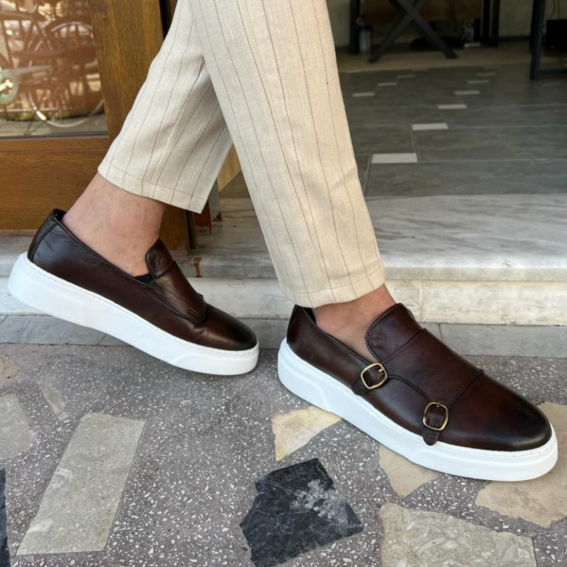 Ανδρικά Loafers Slip-On με Αγκράφα Monk Strap