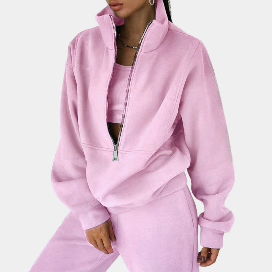 Γυναικείο Σετ Loungewear με Φούτερ και Φερμουάρ