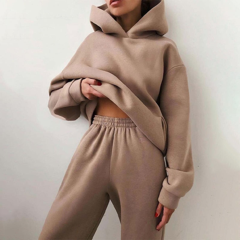 Γυναικείο Σετ Loungewear Φούτερ και Παντελόνι Φόρμας - Ελαστική Μέση