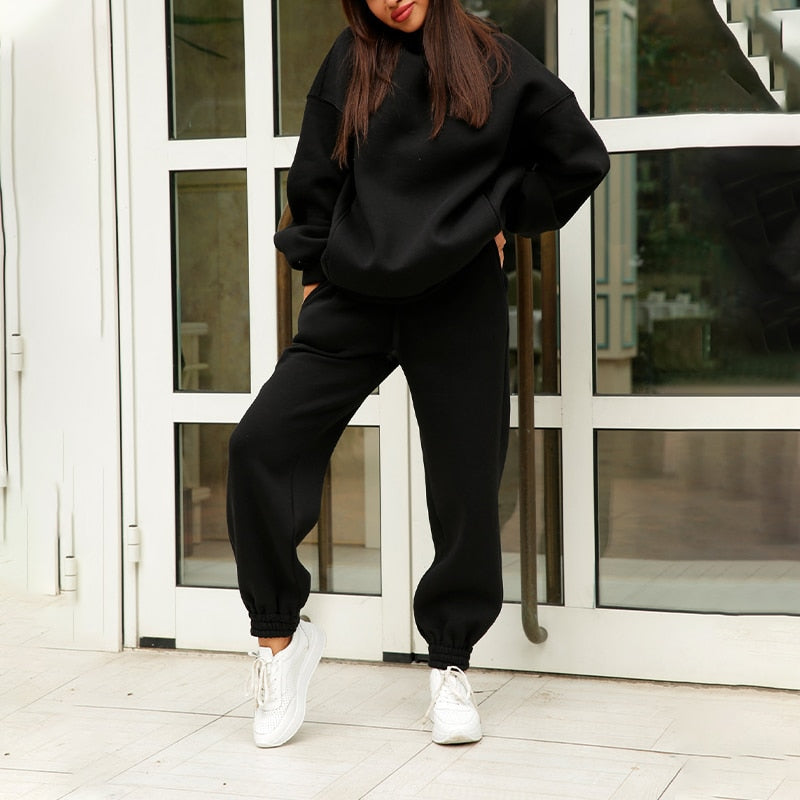 Γυναικείο Σετ Loungewear Φούτερ και Παντελόνι Φόρμας - Ελαστική Μέση