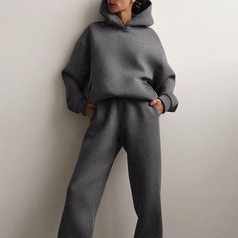 Γυναικείο Σετ Loungewear Φούτερ και Παντελόνι Φόρμας - Ελαστική Μέση