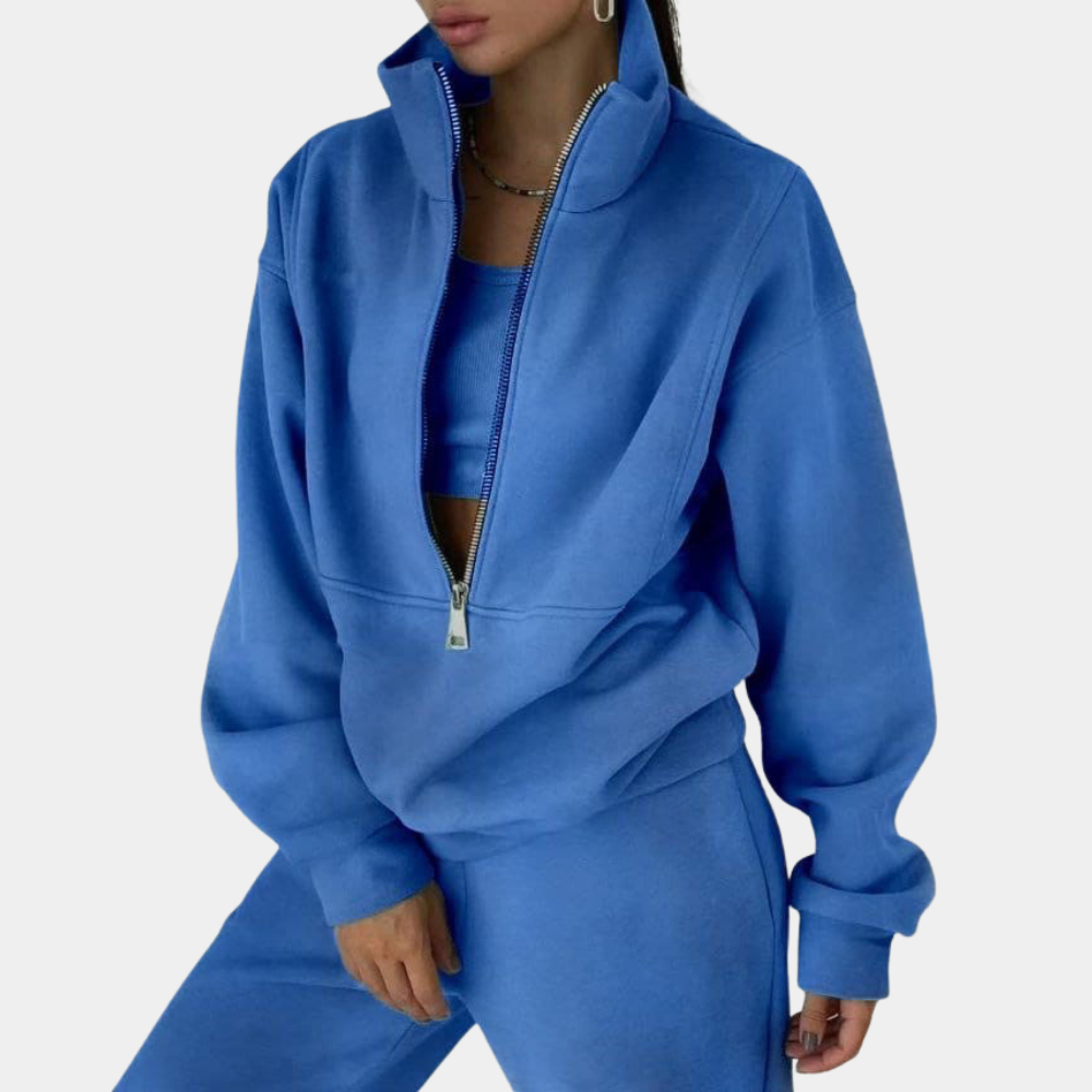 Γυναικείο Σετ Loungewear με Φούτερ και Φερμουάρ