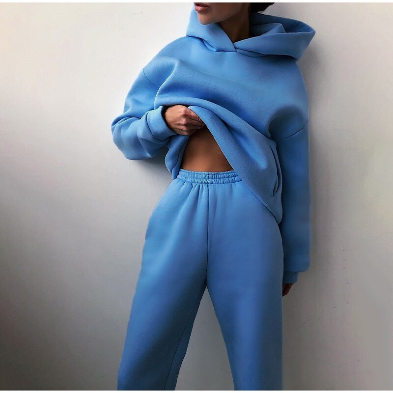 Γυναικείο Σετ Loungewear Φούτερ και Παντελόνι Φόρμας - Ελαστική Μέση