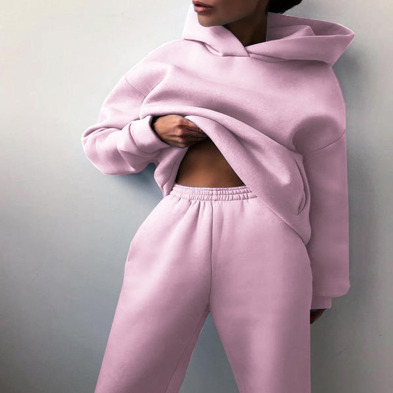 Γυναικείο Σετ Loungewear Φούτερ και Παντελόνι Φόρμας - Ελαστική Μέση